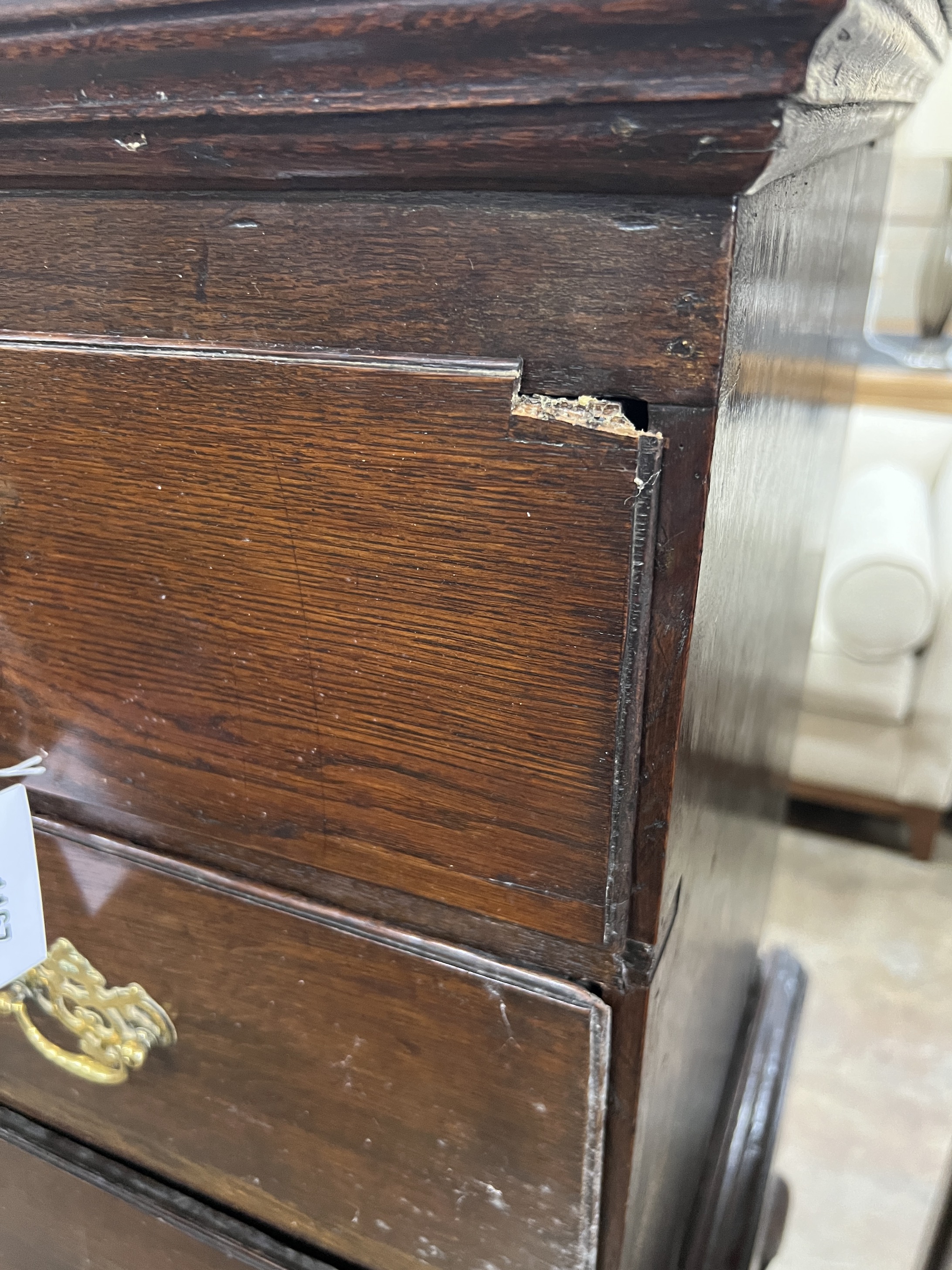 A George III oak chest on stand, width 106cm, depth 58cm, height 144cm